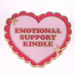 Emotional Support Kindle Enamel Pin – Heart-Shaped Fun Collectible